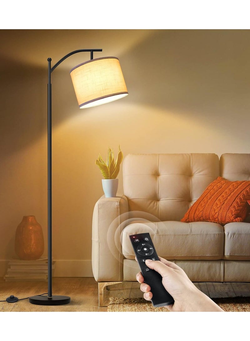 RION Floor Lamp with Remote Control 3 Color Temperatures, Long Lamp with Adjustable Linen Shade, Tall Lamps for Living Room, Bedroom, Office Classroom, Dorm Room, With Bulb - Image 1