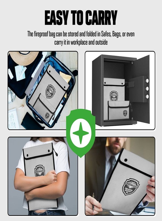 ISLANDSAFE حقيبة مستندات مقاومة للحريق من ISLANDSAFE، جيب نقود مقاوم للماء مع سحاب إغلاق، حقيبة تخزين للأشياء الثمينة، ملف مستندات A4 A5، نقود، بطاقة ائتمان، جواز سفر (رمادي، مجموعة صغيرة + كبيرة) - Image 5