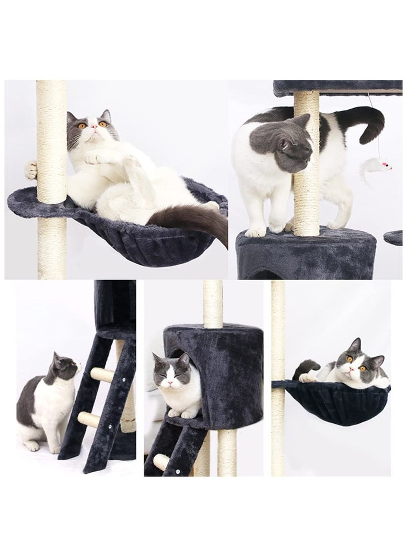 Multi -layer Cat Tree Cat Tower with a Cat Apartment with Staircase Hanging Baskets and Plush Toys Tall Cat Climbing Racks for Entertainment Rest
