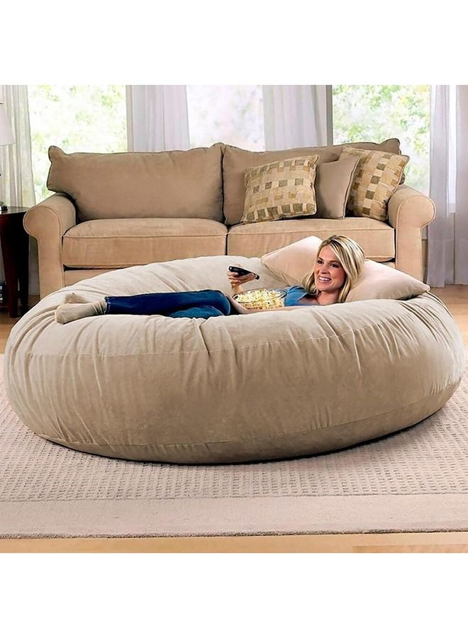 Comfy Chill Super Soft Cocoon Bed Bean Bag Velvet Beige  - Image 1
