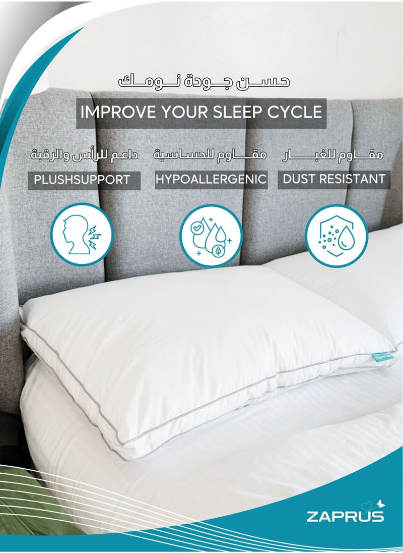 Zaprus Zaprus Orignal 75x50 cm Pillows 1200g Down Alternative Soft Cooling Comfort Anti-Allegy Hotel Quality Bed Pillow for Supportive and Deep Sleep (Double Grey Brim)  - Image 2