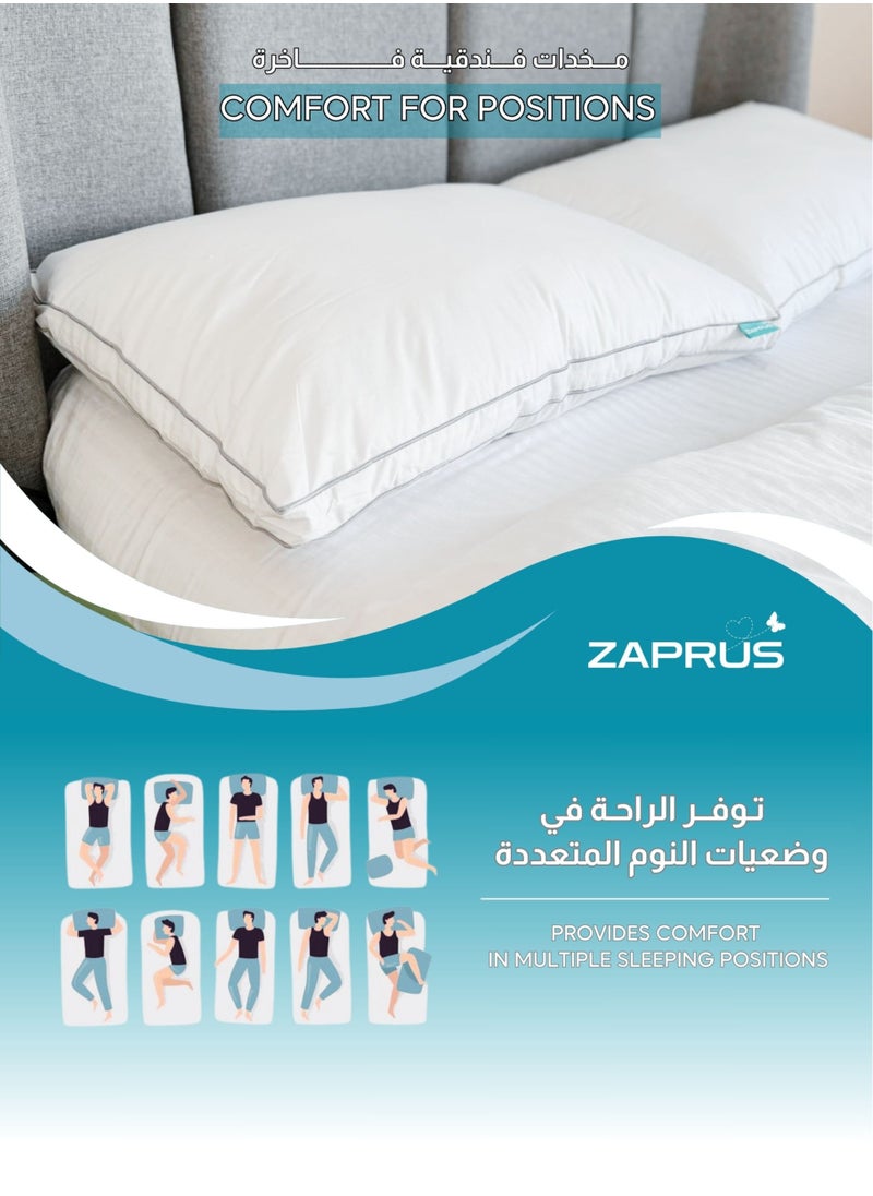 Zaprus Zaprus Orignal 75x50 cm Pillows 1200g Down Alternative Soft Cooling Comfort Anti-Allegy Hotel Quality Bed Pillow for Supportive and Deep Sleep (Double Grey Brim)  - Image 3