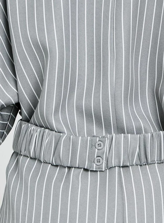 Styli  Styli Women Grey Striped Batwing Sleeves Wrap Top for Women | Best Price UAE