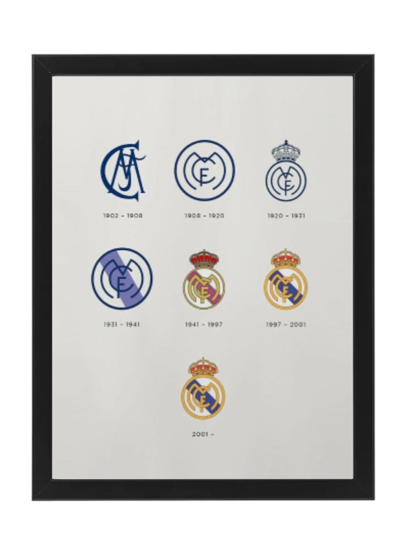 Real Madrid Logo History, Soccer Gift , Poster with Frame 30x40cm