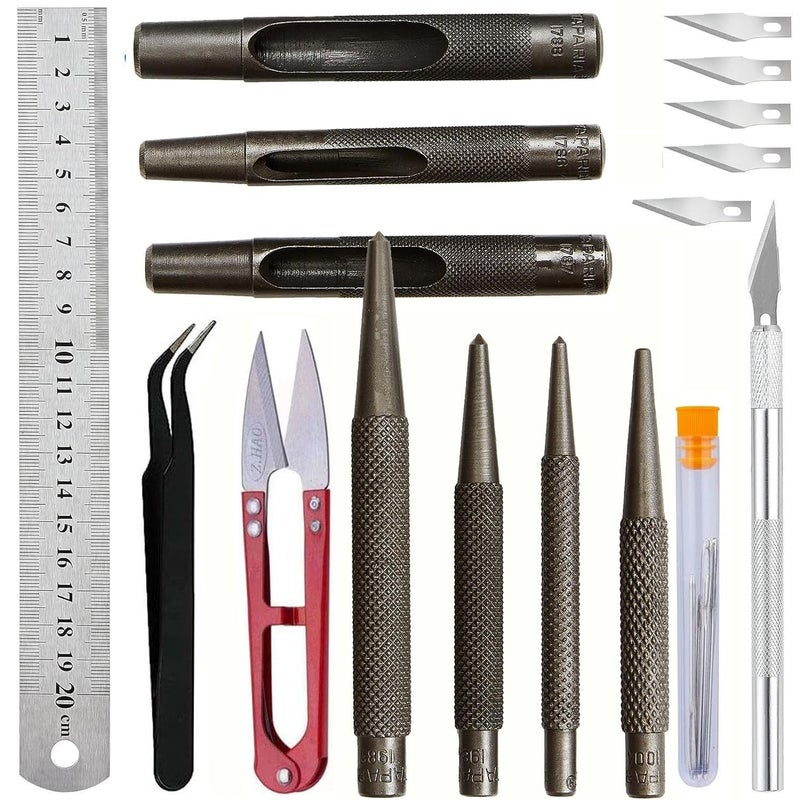 DIY Crafts Canvas Leather Craft Drift Centre and Leather Punch Set Multicolour Other Leather Accessories for Handmade Leather Sewing Tools Shoe and Leather Work and Repair Pack Of 2 Kits - Image 1