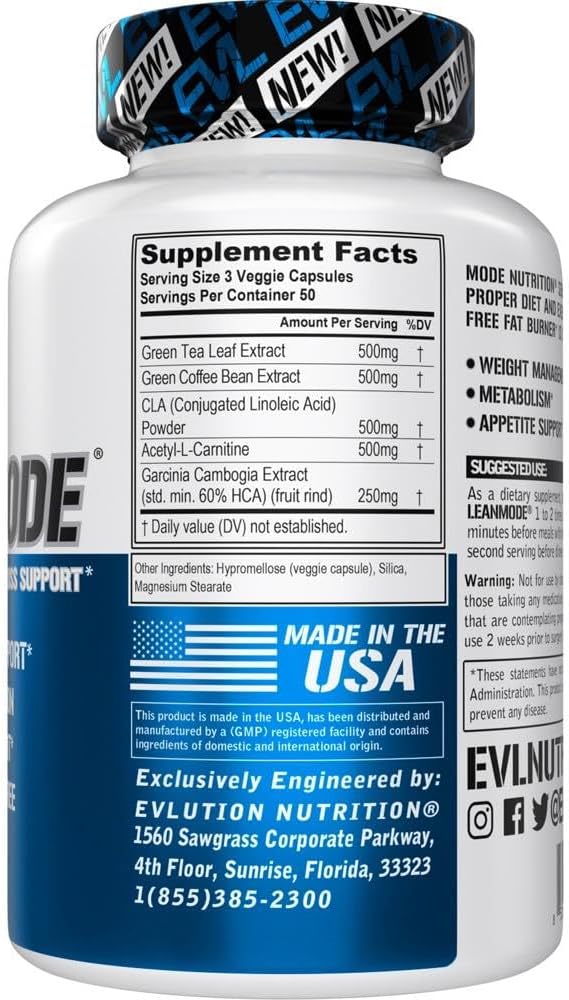 Evlution EVL Weight Loss Support Pills  Premium Multipurpose Appetite Metabolism and Fat Loss Support for Men and Women  LeanMode with Green Coffee Bean Extract CLA and Garcinia Cambogia  50 Servings - Image 3