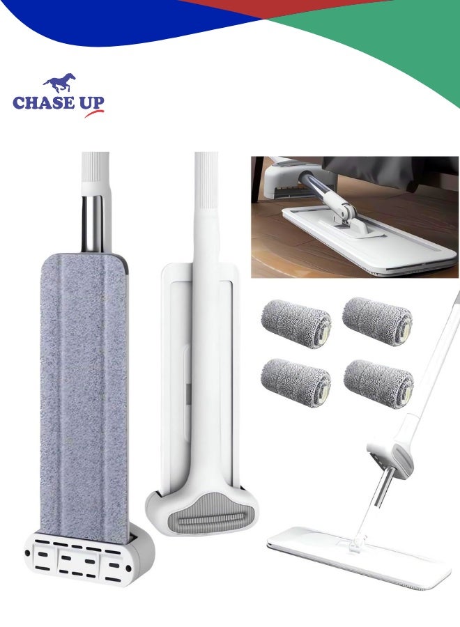 Chase Up 2024 New Lazy Person's Self-Washing Mop - 360° Rotatable Flat Cleaning Tool for Wet & Dry Use, Hands-Free Microfiber Floor/Hardwood Cleaner (with 4 Pads) - Image 1
