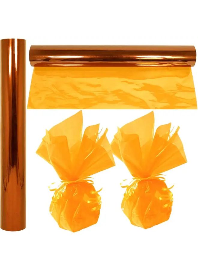 Orange Christmas Cellophane Wrapping Roll 7 Colors 33x8x118 Inches Transparent Plastic Gift Wrap - Image 3