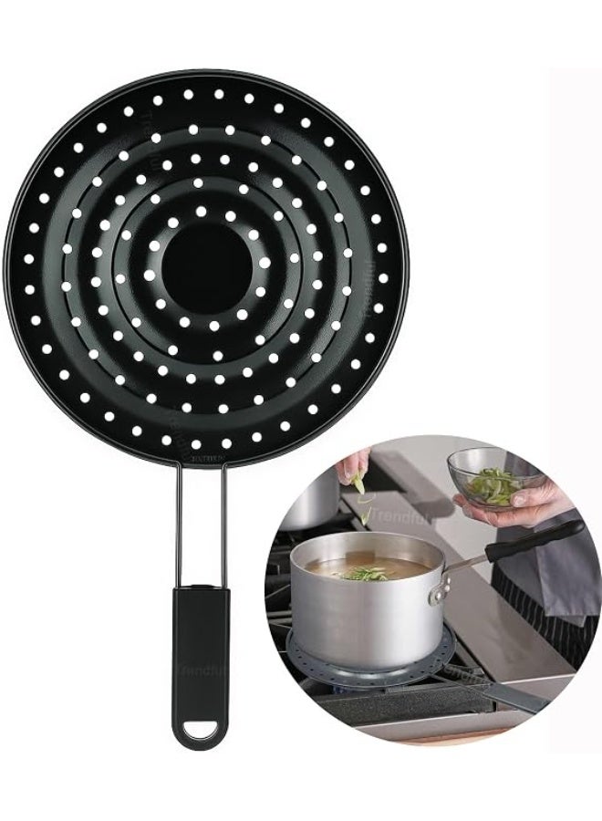 Trendful 19.5cm Simmer Ring Heat Diffuser, Flame Reducer & Plate Adapter for Gas & Electric Stoves, Black Metal Heat Spreader for Slow Cooking, Simmering & Cookware Protection - Image 1
