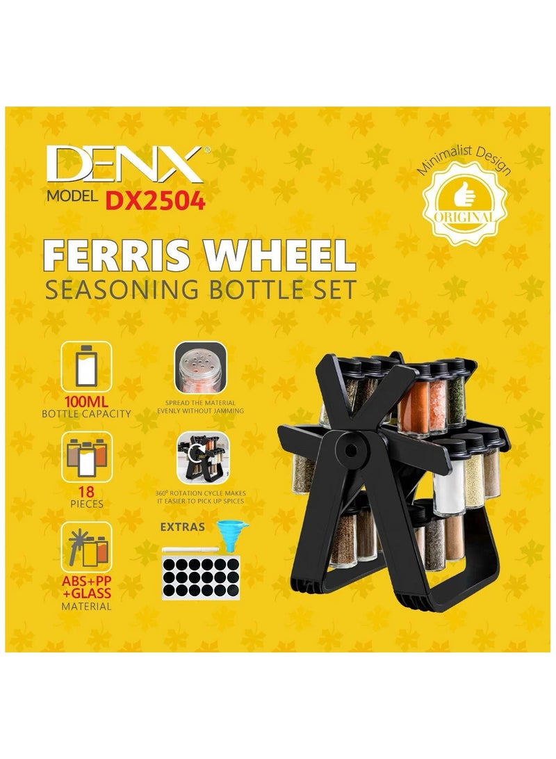دينكس منظم بهارات يحتوي على 18 عبوة من الزجاج بسعة 100مل من دينكس DX2504 - Image 1