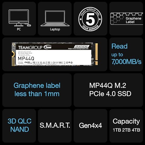 TEAMGROUP MP44Q 2TB SLC Cache Gen 4x4 M.2 2280 PCIe 4.0 w/NVMe Laptop, Desktop, NUC, NAS SSD Read/Write Speed up to 7000/5900MB/s TM8FFD002T0C101 - Image 5