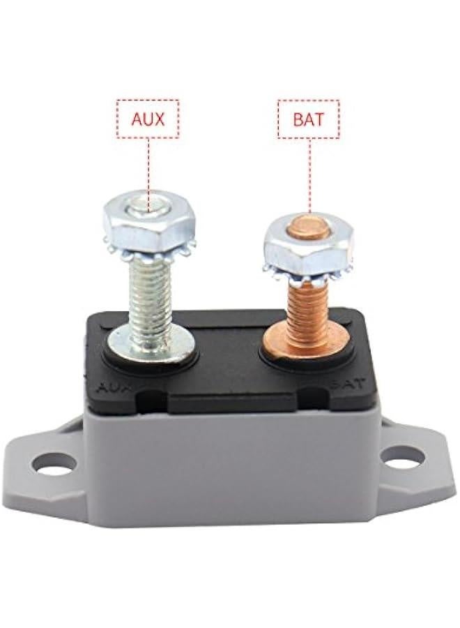 Auto Reset Circuit Breaker 12V - 24V DC 50 Amp for Car Solar Boat RV and More, Type 1 Breakers 50A 12 Volt with Cover, 2 Pack  - Image 2