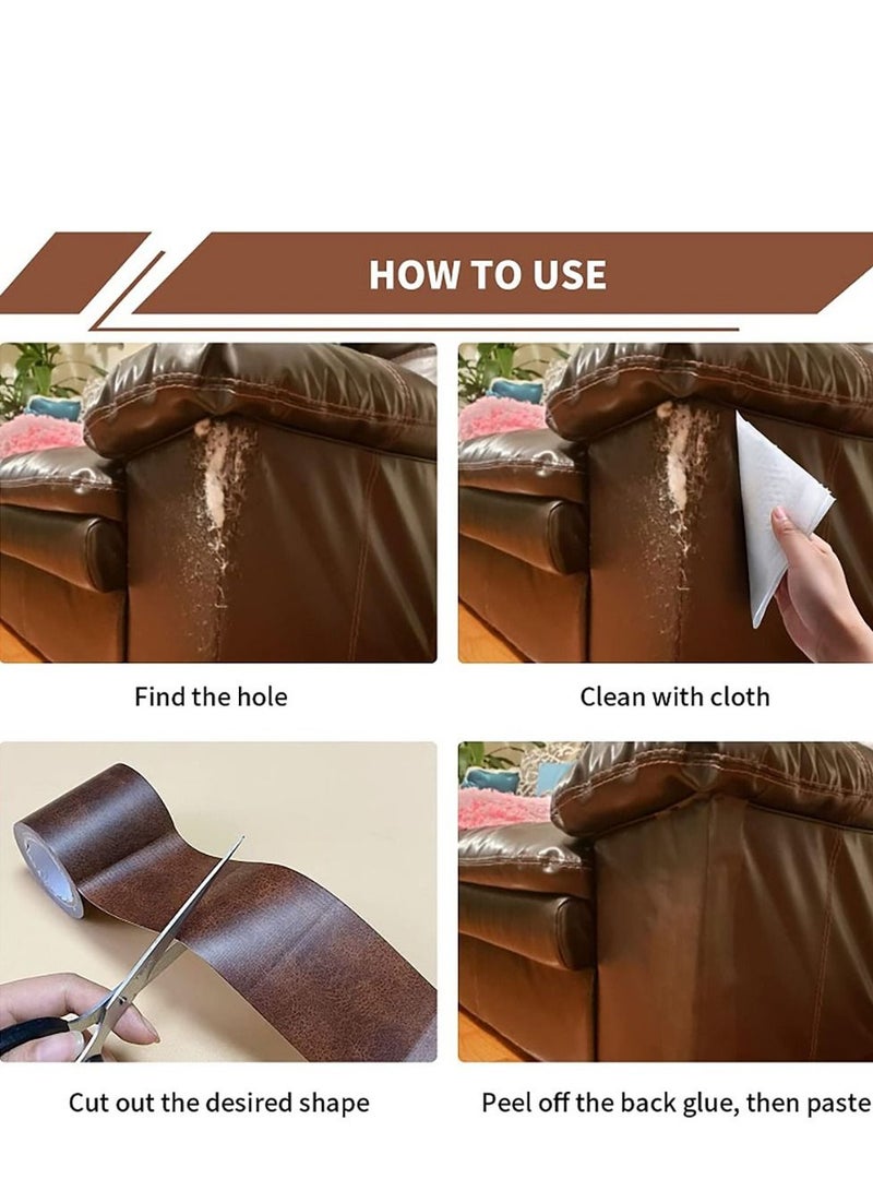 لفة إصلاح جلدية ذاتية اللصق للإصلاح باللون البني - Image 3