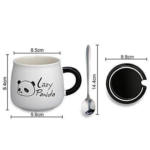 BIG CART Panda Mug with 3D HandPainted Lid and Spoon Funny Ceramic Panda Coffee Mug Tea Cup for Panda Lovers Women Boy and GirlsMulti Color 2 - Image 3