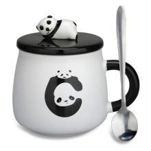 BIG CART Panda Mug with 3D HandPainted Lid and Spoon Funny Ceramic Panda Coffee Mug Tea Cup for Panda Lovers Women Boy and GirlsMulti Color 2 - Image 2