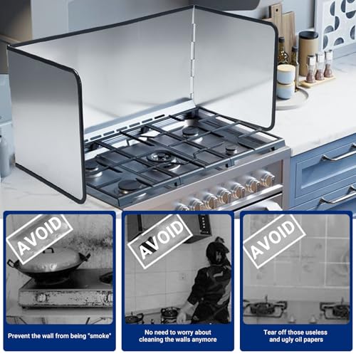 KOBSAINF 3 Sided Splatter Guard,Foldable Stainless Steel Oil Splatter Screens for Frying,Oil Splash Insulation Board,Nonstick Oil Splatter Guard Stove Heat Insulation Board for Cooking - Image 5