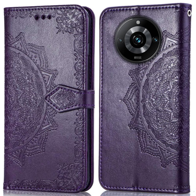 ClickCase Queen Series for Realme Narzo 60 5G Leather Flower Embossing Wallet Flip case Magnetic Closure Flip Cover for Realme Narzo 60 5G (Violet) - Image 1
