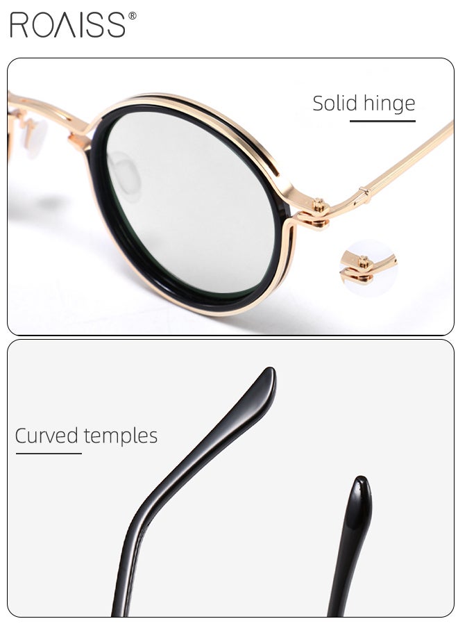 roaiss - Unisex Blue Light Blocking Glasses Retro Round Reading Glasses Anti Eyestrain UV Glare Blue Light Glasses for Men Women TV Phone Computer Gaming Eyeglasses Black Gold - Image 1