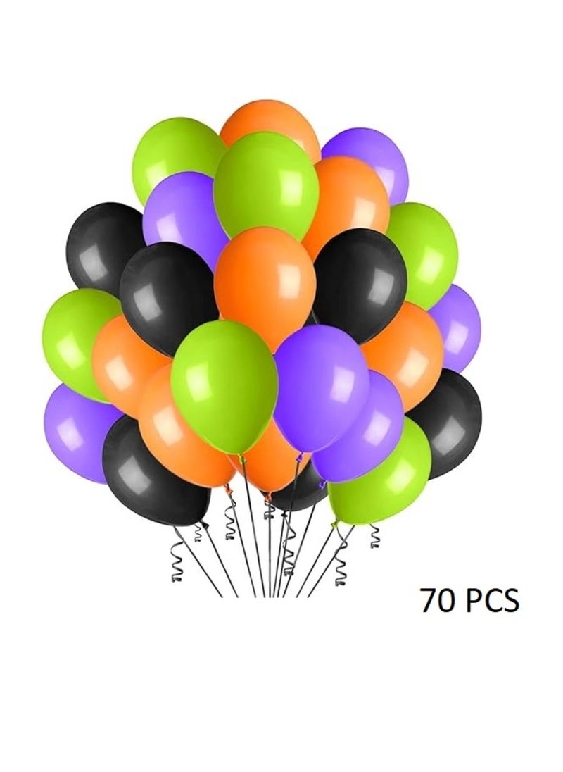 Boxwoods 70 PCS Of Black Purple Orange And Green Balloons  - Image 1
