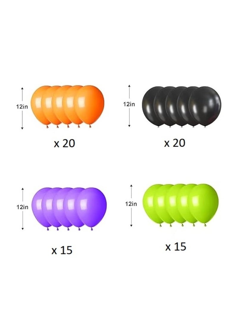 Boxwoods 70 PCS Of Black Purple Orange And Green Balloons  - Image 2