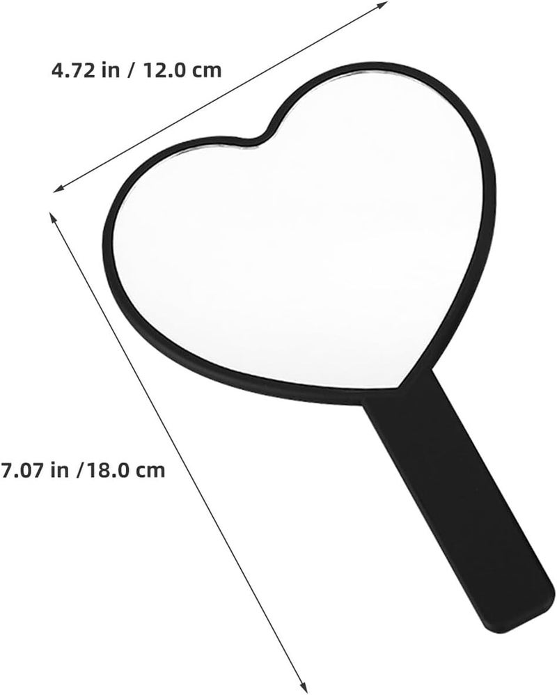 OSALADI 6pcs Portable Handheld Heart Mirrors for – Black Large Compact Makeup Mirrors with Handle, High Definition Reflection for Travel, Parties, and Daily Use - Image 2