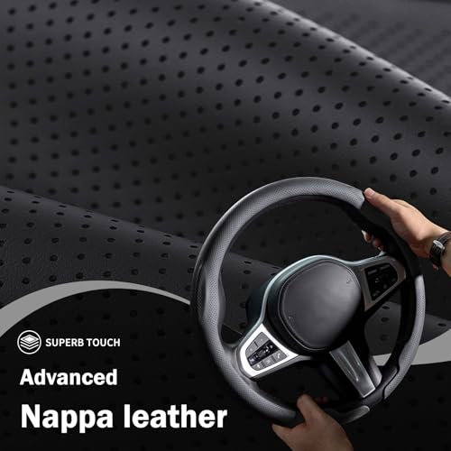 Aotoyou Steering Wheel Cover Thin Car Steering Wheel Accessories Universal Snap On Protector, Black - Image 4
