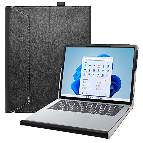 Bige Surface Laptop Studio 2 Case - PU Leather Folio 2-Folding Stand Cover for Microsoft 14.4" Tablets, Black - Image 1