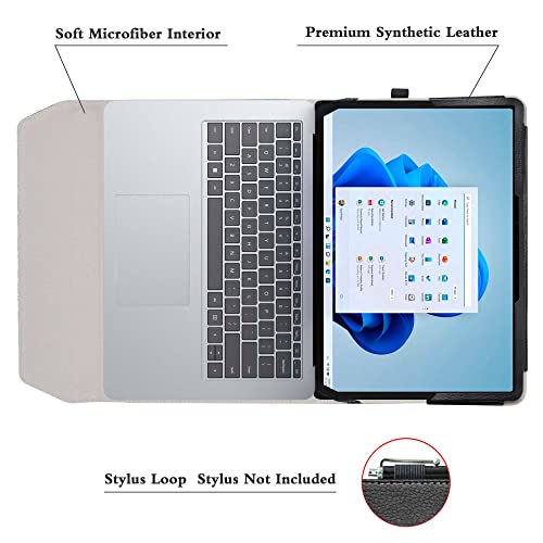 Bige Surface Laptop Studio 2 Case - PU Leather Folio 2-Folding Stand Cover for Microsoft 14.4" Tablets, Black - Image 4
