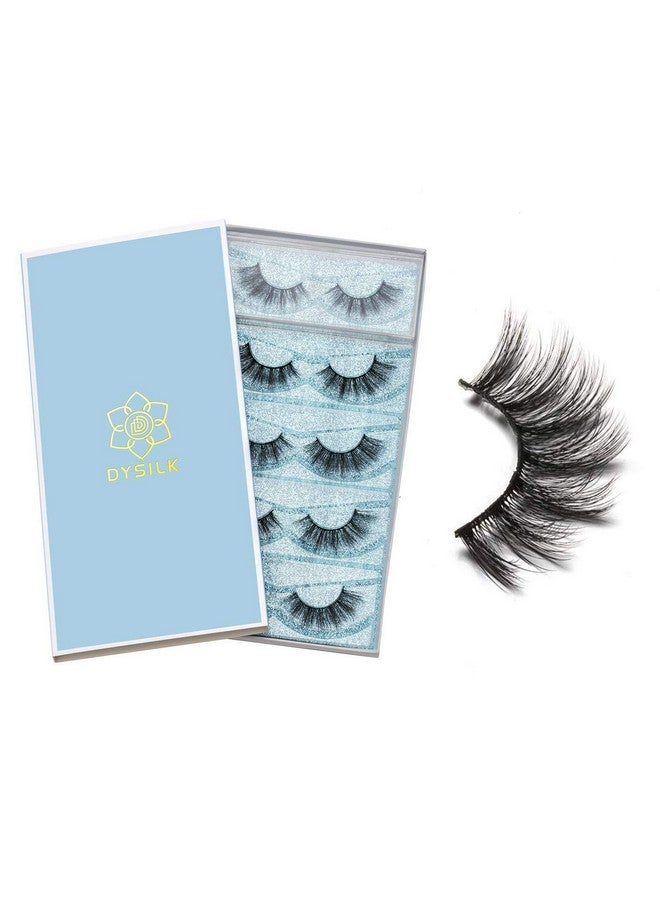 DYSILK Lashes False Eyelashes - Eye Lashes Mink Lashes 5 Pairs 6D Lashes Pack Fluffy Lashes Fake Eye Lashes Natural Look Wispy Eyelashes Strip Lash Faux False Eyelashes Extensions Kit | 001-15Mm - Image 1