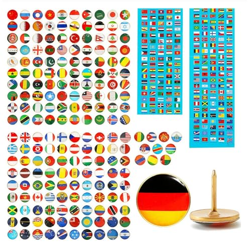 ciciglow 200Pcs National Flag Thumb Tacks Country Map Push Pins Decorative Drawing Pins for World Travel Map Bulletin Board Pinboard Office ciciglowxh7odsiy9g