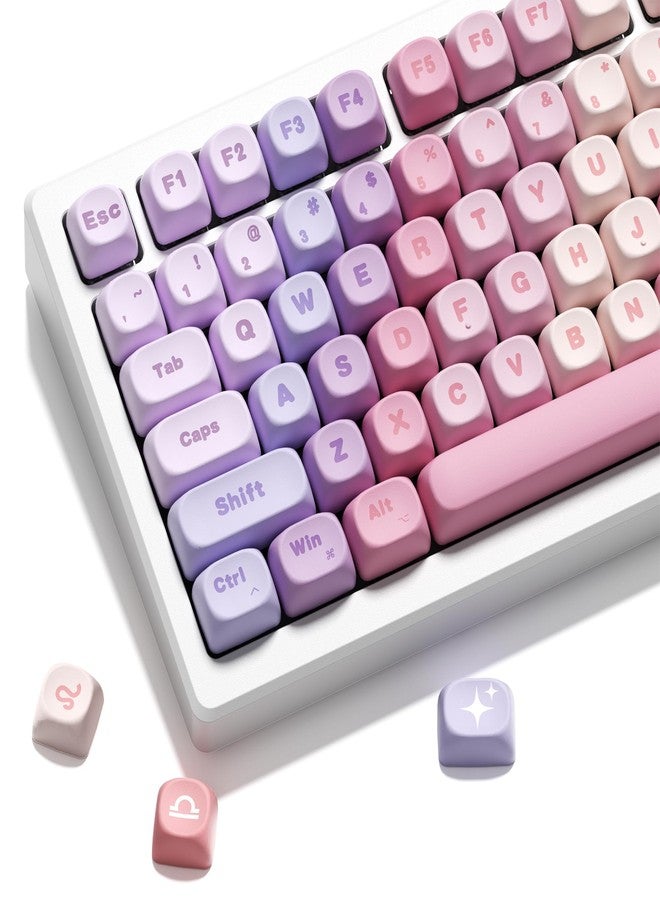 OHY XVX MOA Profile Keycap Set,12 Zodiac Series Dye-Sublimation PBT Material, Cute Purple Gradient Design, Compatible with MX Switches Mechanical Gaming Keyboards- Gradient Purple - Image 1