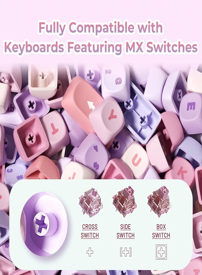 OHY XVX MOA Profile Keycap Set,12 Zodiac Series Dye-Sublimation PBT Material, Cute Purple Gradient Design, Compatible with MX Switches Mechanical Gaming Keyboards- Gradient Purple - Image 5