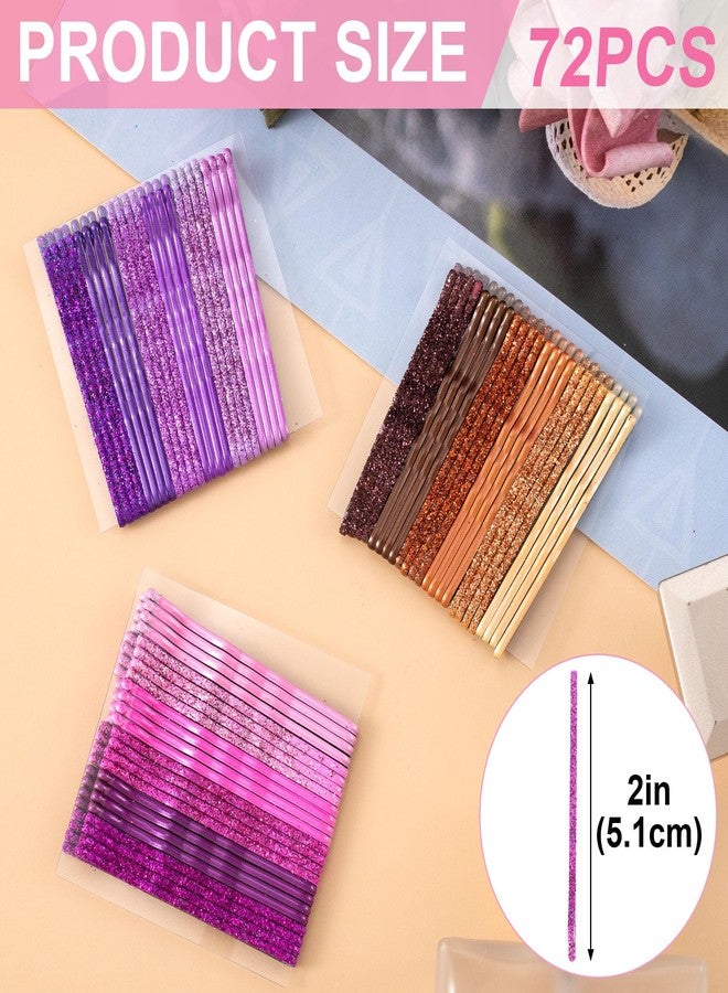 ANCIRS 72pcs Glittering Bobby Pins for Women, Assorted Color Hair Styling Pins for Various Hairstyles, Metal Invisible Hair Clips Barrettes Accessories for Girls Hair Grips (Pink Coffee Purple) - Image 2