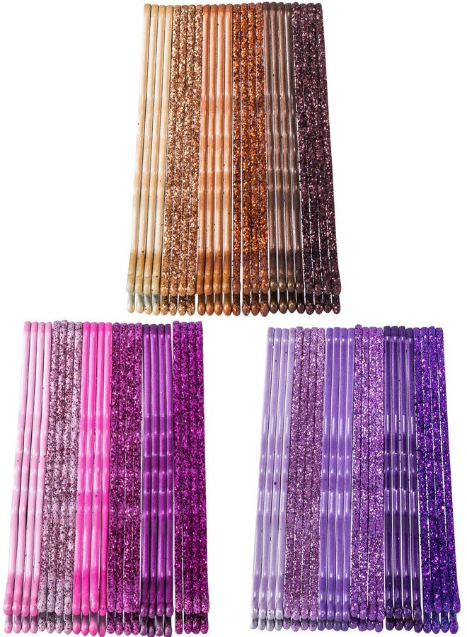ANCIRS 72pcs Glittering Bobby Pins for Women, Assorted Color Hair Styling Pins for Various Hairstyles, Metal Invisible Hair Clips Barrettes Accessories for Girls Hair Grips (Pink Coffee Purple) - Image 1
