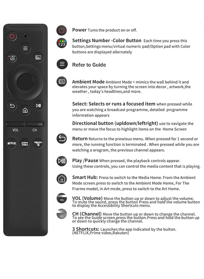ELTRAZONE Replacement Remote Control Compatible with All Samsung Smart TVs, Universal Remote Control for All Samsung LCD LED QLED HDTV 3D 4K 8K Crystal Curved Frame UHD with battery - Image 5