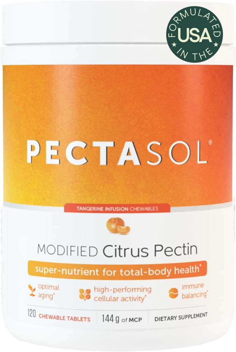 EcoNugenics PectaSol Modified Citrus Pectin  120 Tangerine Chewable Tablets  TotalBody Health Supplement to Support Heart Immune System Inflammation Response  Maintain Healthy Galectin3 Levels - Image 1