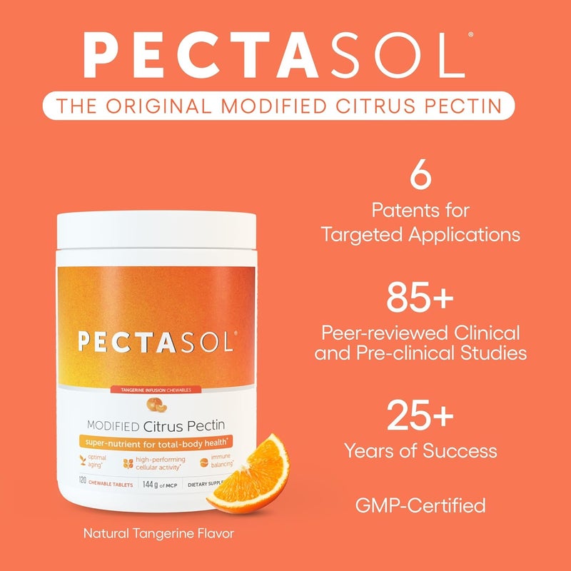 EcoNugenics PectaSol Modified Citrus Pectin  120 Tangerine Chewable Tablets  TotalBody Health Supplement to Support Heart Immune System Inflammation Response  Maintain Healthy Galectin3 Levels - Image 2