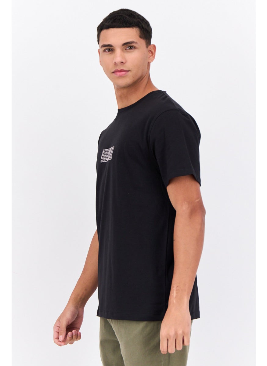 French Connection Men Crew Neck Short Sleeves Graphic Print T-Shirt, Black  - Image 2