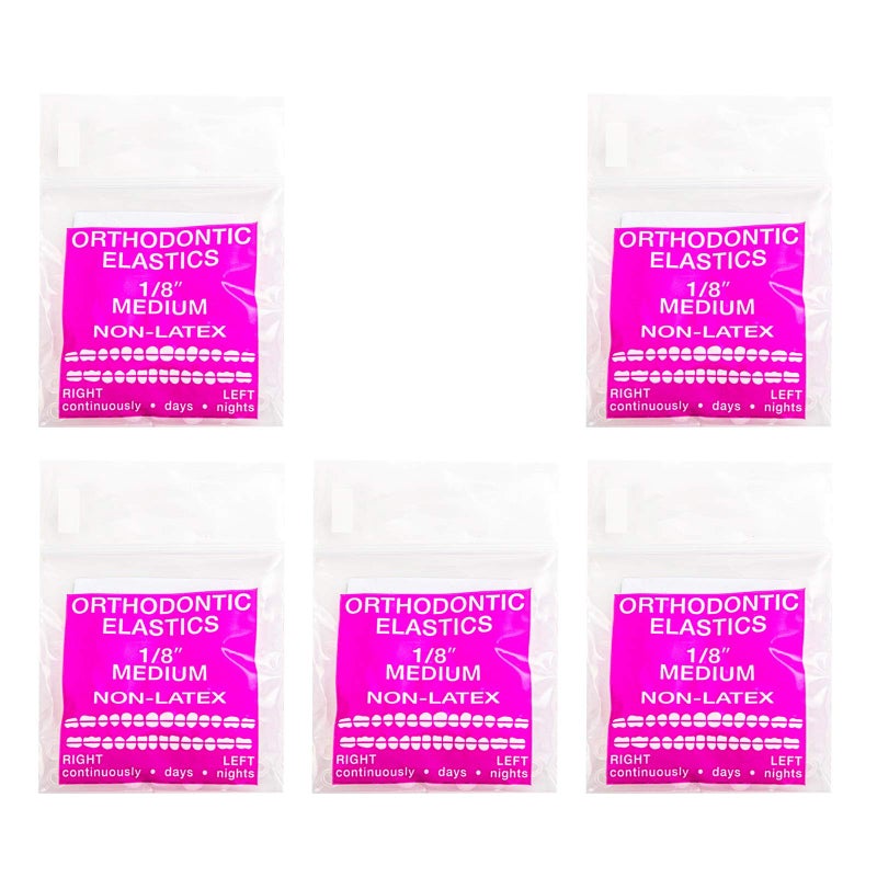 JMU Orthodontic Elastics 18 Medium 500 pack Intraoral Rubber Bands Latex Free Dental Rubber Bands Made in USA