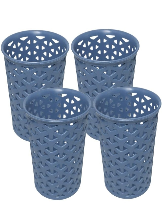 MORVI Linea Small Round Plastic Multipurpose Organizer For Kitchen, Bathroom, Salon, Office|Stationery,Cutlery,Pen,Makeup Brushes Holder|Hanging Toothbrush Stand |Pack Of 4 | GREY - Image 1
