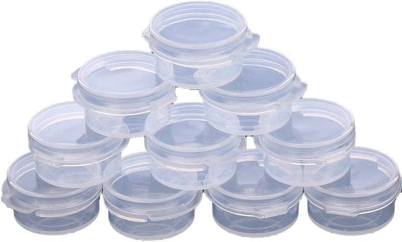 EORTA 50 Pcs Plastic Cosmetic Jar 5g Empty Clear Case with Snap Lids Portable Mini Storage Box Makeup Jar Sample Bottle Sealing Pot Cosmetic Containers for Sampling, Traveling, Mixing