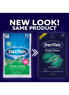 Dentek DenTek Fresh Clean Floss Picks, For Extra Tight Teeth, 75 Count, 3 Pack  - Image 2