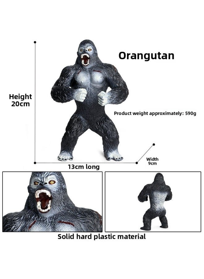 Children's Cognitive Solid Simulation Animal Model Gorilla Monkey Ape Wild Animal Plastic Model Toy Ornaments-Color:JZD052 Large Chimp - Image 1