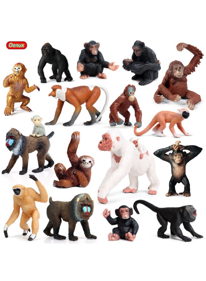 Children's Cognitive Solid Simulation Animal Model Gorilla Monkey Ape Wild Animal Plastic Model Toy Ornaments-Color:JZD052 Large Chimp - Image 2