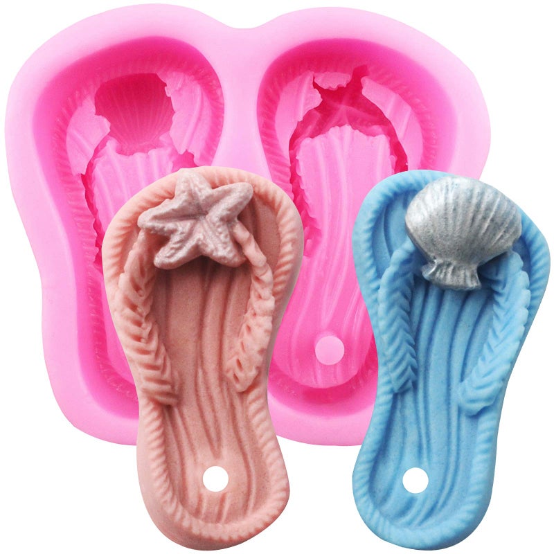 FUNSHOWCASE FUNSHOWCASE Large Flip Flop with Hole Candy Silicone Mold for Cake Decoration  Soap Making  Fondant Sugarcraft  Crafting Projects  - Image 1