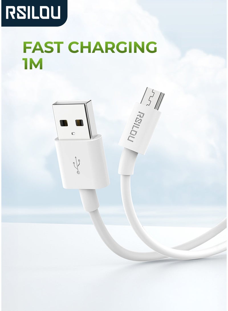 RSILOU-R2002 USB-A to Micro USB Charging Data Cable – 100cm, Fast Charging & Data Transfer, Tangle-Free - Image 1