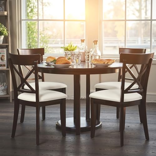 SearchI Waterproof PU Leather Seat Covers for Dining Chairs 4 Pack Stretch Dining Room Chair Seat Covers Kitchen Chair Seat Covers Protectors Cream - Image 3