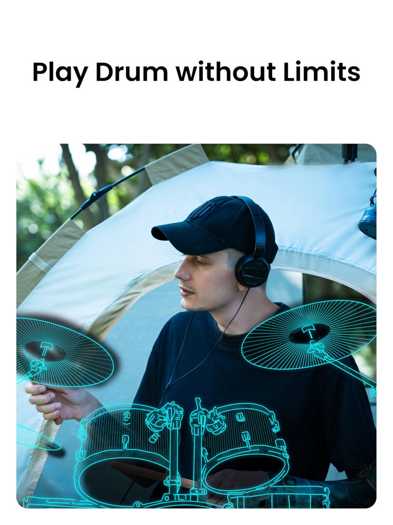 AeroBand طقم الطبول الإلكتروني AeroBand PocketDrum2 MAX (نسخة 2024)، عصي الطبول وبدالات ومحول بلوتوث، العب الطبول في أي مكان وفي أي وقت، 8 نغمات وUSB Midi هدية لعازف الطبول من الأطفال والبالغين (سماعة رأس مشمولة) - Image 2