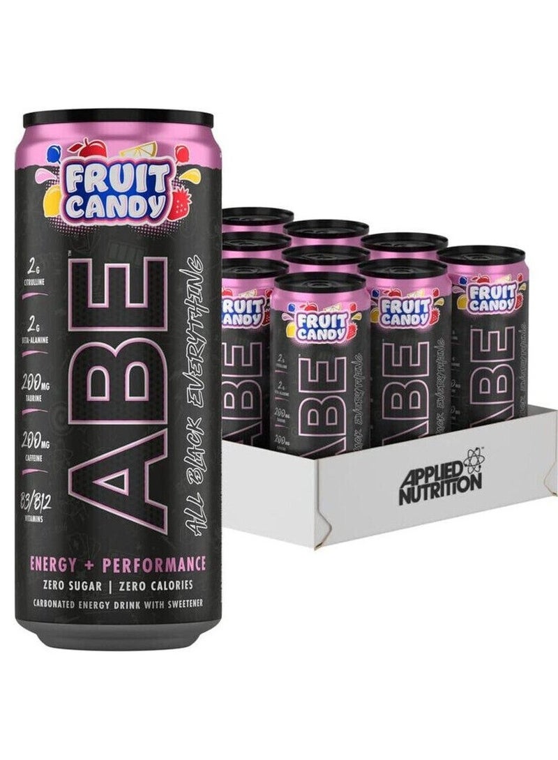 Applied Nutrition ABE Ultimate Pre Workout Drink, Increases Physical Performance, Fruit Candy Flavor, 330ml Pack of 12 