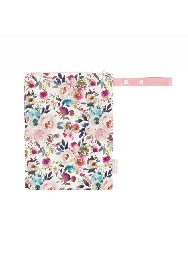 Itzy Ritzy - Sealed Wet Bag With Adjustable Handle Washable And Reusable Wet Bag With Water Resistant Lining Ideal For Swimwear Diapers Gym Clothes & Toiletries; Measures 11” X 14” Blush Floral - Image 1
